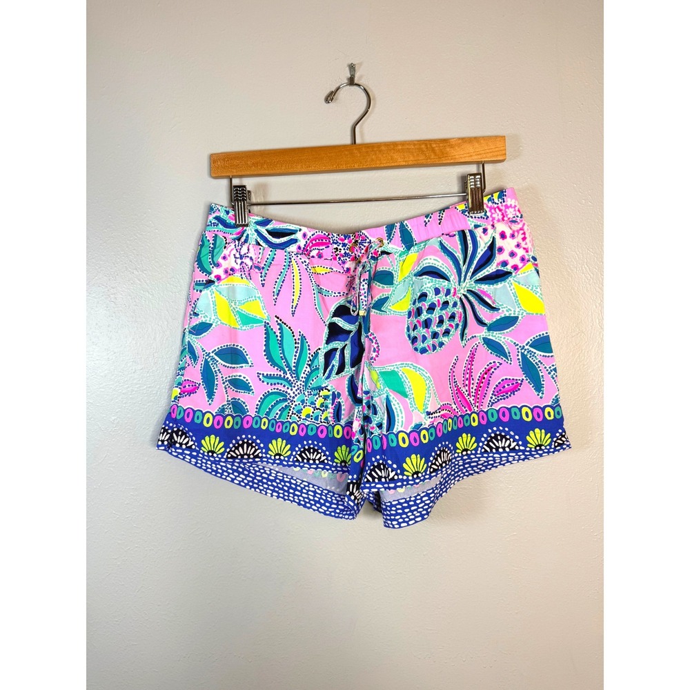 Lilly Pulitzer Pink‎ Pineapple Print Drawstring Shorts Women's Medium Summer